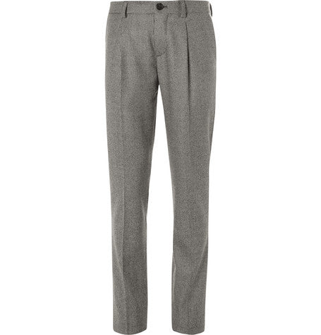 Slim-Fit Houndstooth Wool Trousers